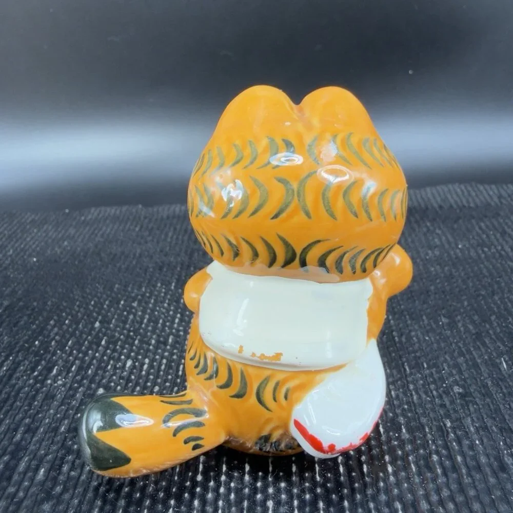Vintage 1980s Enesco Whistling Jogging Running GARFIELD Ceramic‎ Figurine Small
